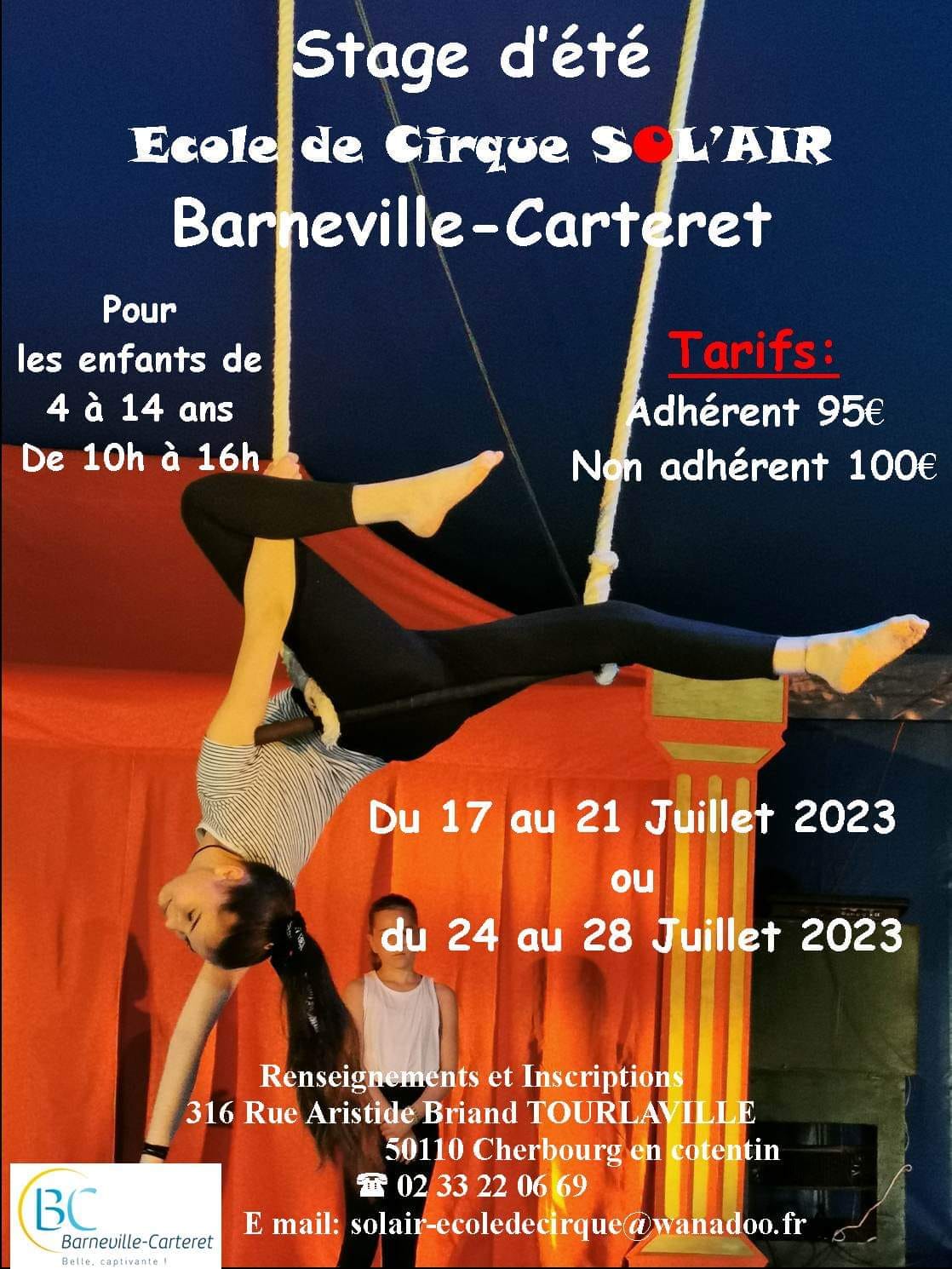 Stage d'été Ecole de Cirque SOL'AIR à Barneville-Carteret
