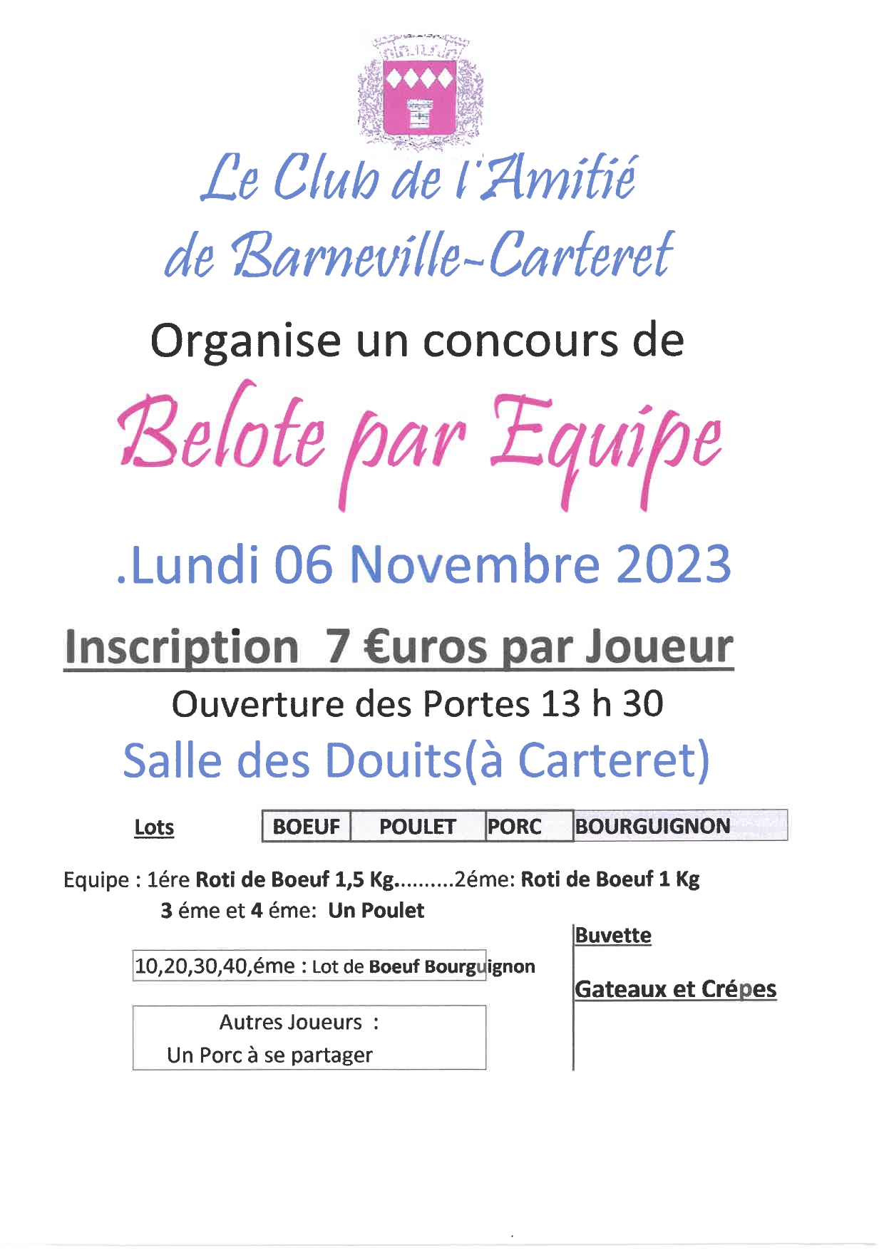 BELOTE PAR EQUIPE - Le Club de l'Amitié de Barneville-Carteret